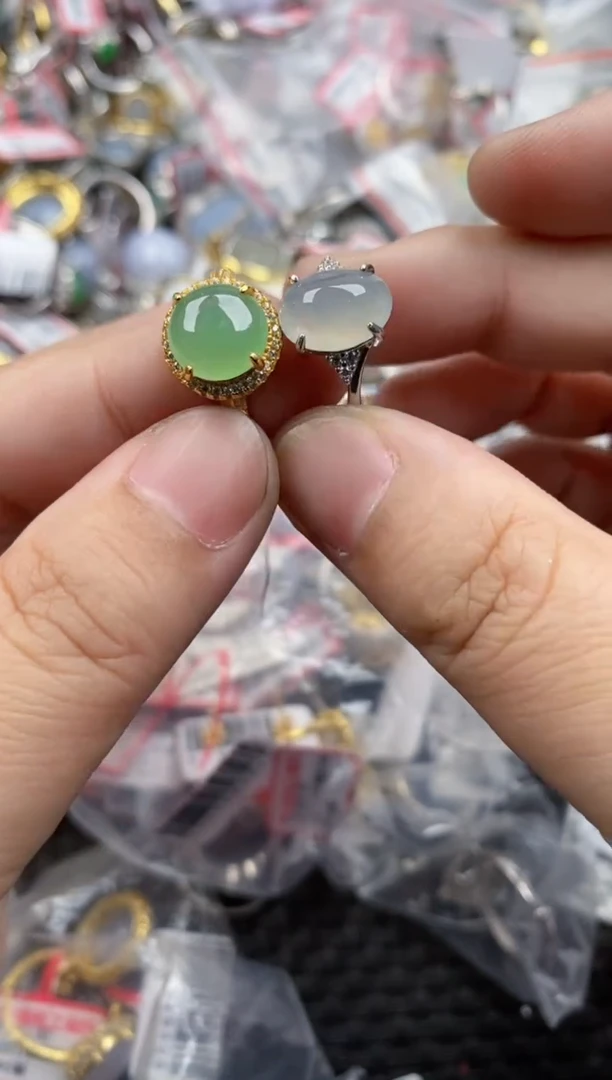银S925镶嵌戒指翡翠777 5