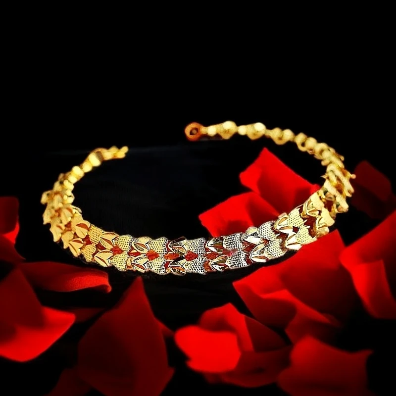 【璐璐甄选】高端国潮风复古轻奢款女士合金双排爱心手链（ZL70621）