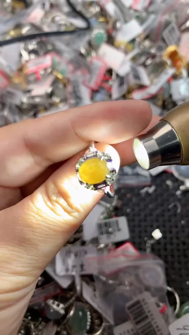 银S925镶嵌戒指翡翠444   2