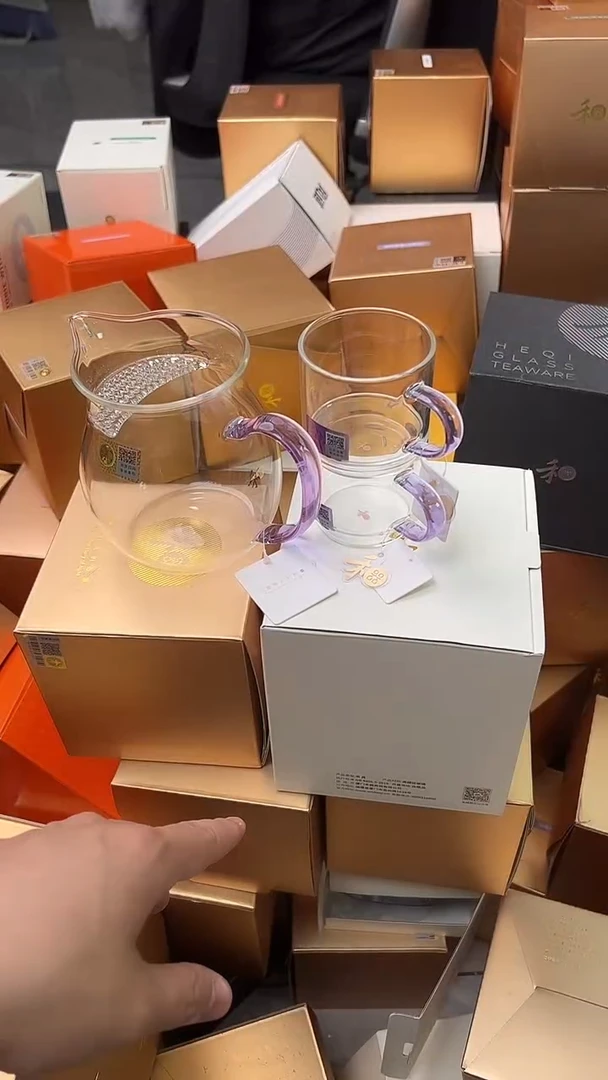 @@禾器晶彩观禄煮茶器浅紫色+逸杯紫2只