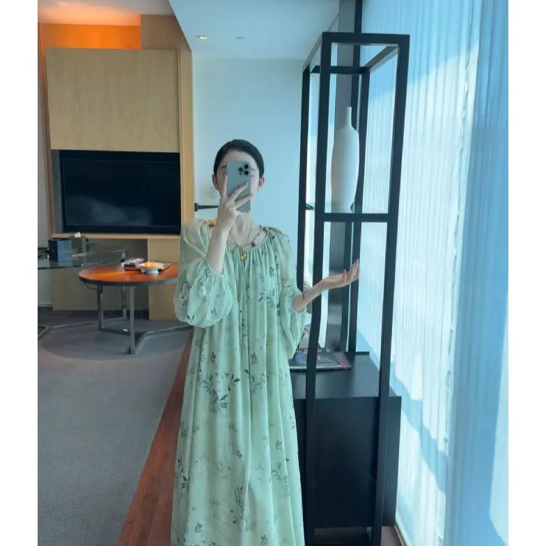 Ruyi如一 【翠韵佳人】新款春夏新款碎花裙