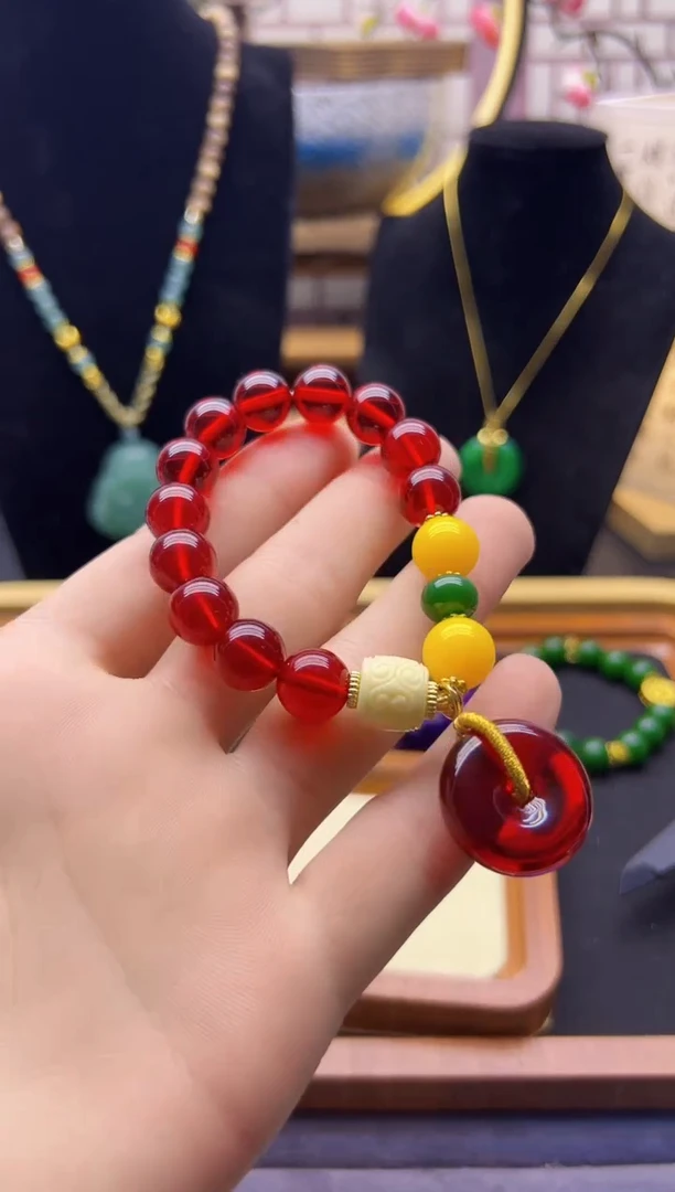 【闪购商品】血珀手链14K金镶嵌S48