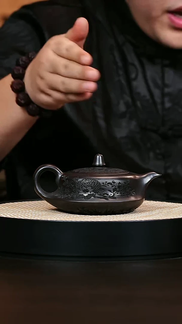 茶壶紫砂曲壶 石黄