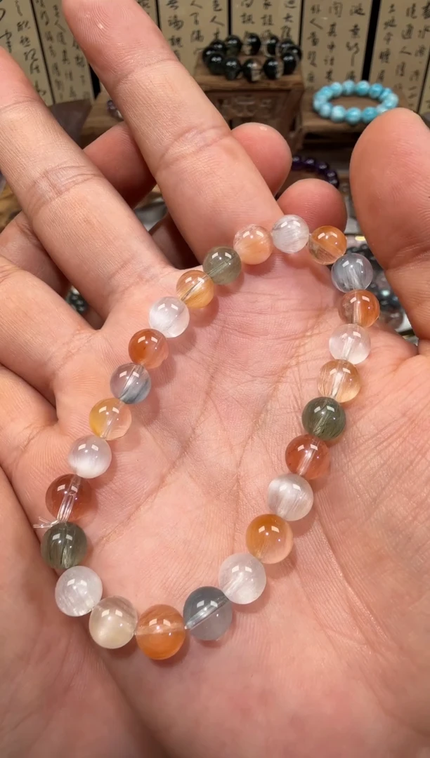 未镶嵌手串水晶兜*米SJ-1139兔毛 天然水晶 默认微瑕