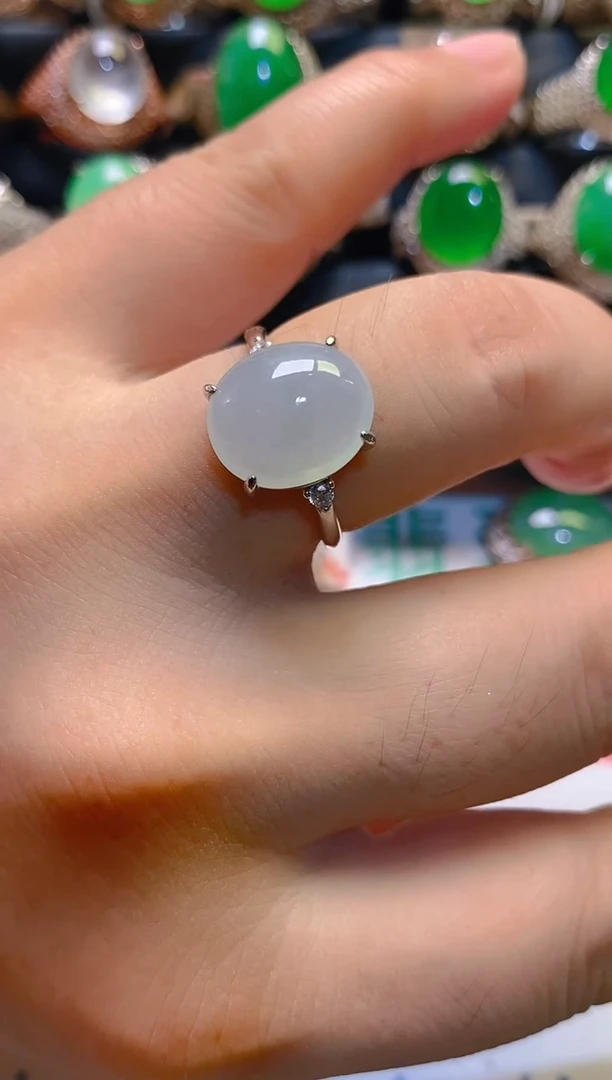 翡翠银S925镶嵌耳饰天然