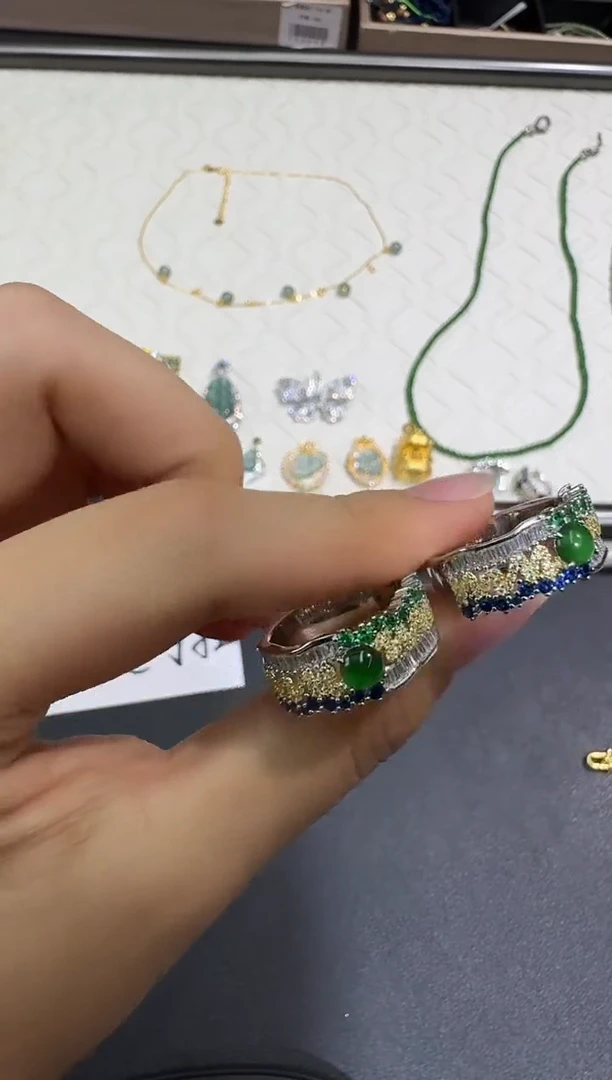 翡翠戒指银S925镶嵌X0627-1822-113多样性一件