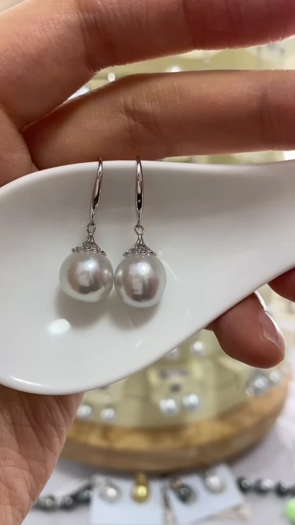 【闪购商品】海水珍珠耳饰银S925镶嵌澳白巴洛克