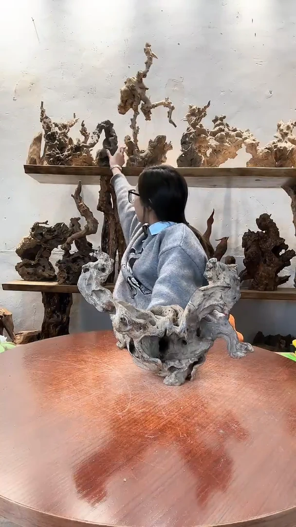 【闪购商品】木黄荆随型风化镂空底座摆件无漆无蜡