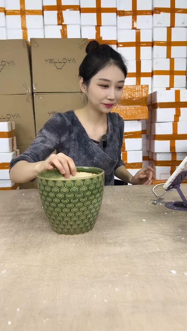 网格裂纹绿色中号17x14