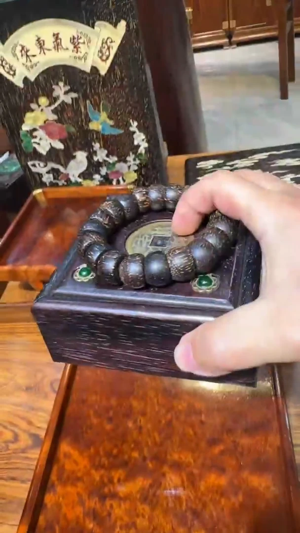 木香碗珠带紫檀盒两件套