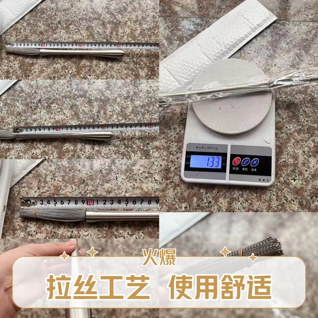 家用加长多功能不锈钢锅刷厨房清洁神器长柄设计去污钢丝刷子挂钩