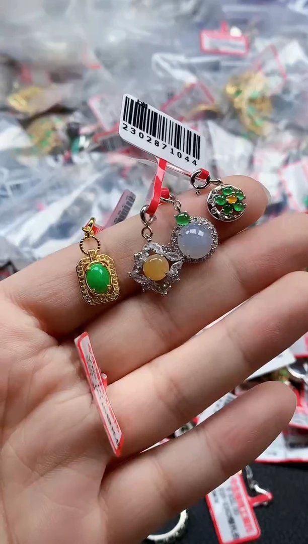 银S925镶嵌戒指翡翠天然A货缅甸翡翠