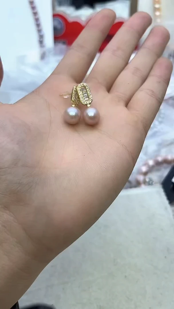 未镶嵌耳坠淡水珍珠粉紫色系耳坠
