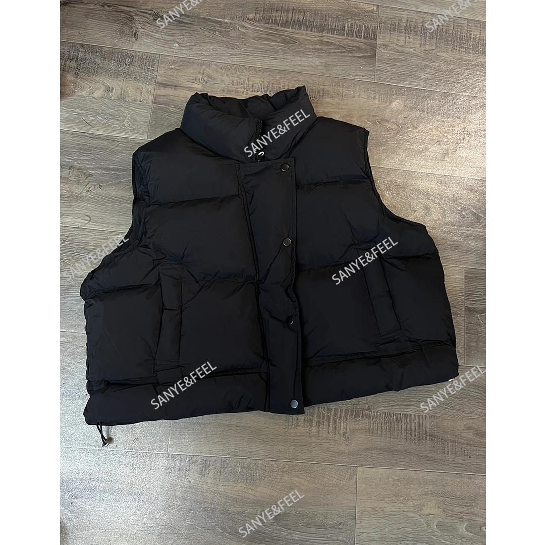 sanye&feel/妍三也【棉花糖】欧货立领纯色无袖背心马夹54338YX