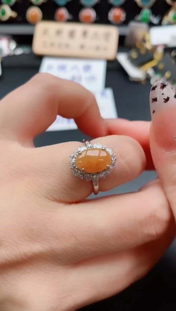 银S925镶嵌戒指翡翠1