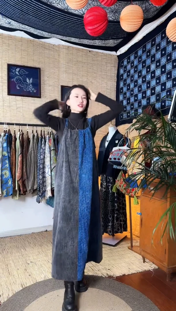 【闪购商品】设计师款蓝AB背带裙