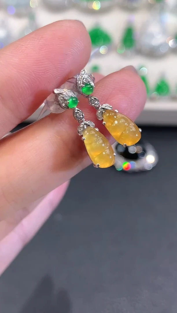 18K金镶嵌翡翠耳饰a76多样性一件发货