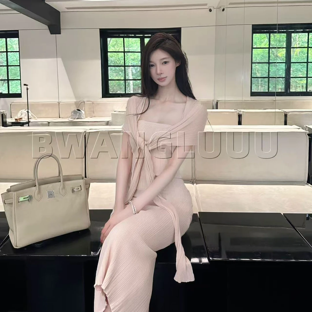 【徐徐啊】N种可能-自由披肩气质修身针织长裙