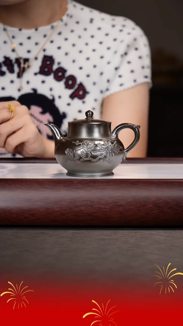 茶壶紫砂姚玲香/天青泥柴烧/无尘/240c