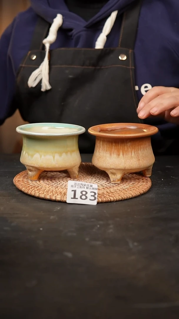 【闪购商品】瓷片183泥泥手工花盆口7-8高7-8