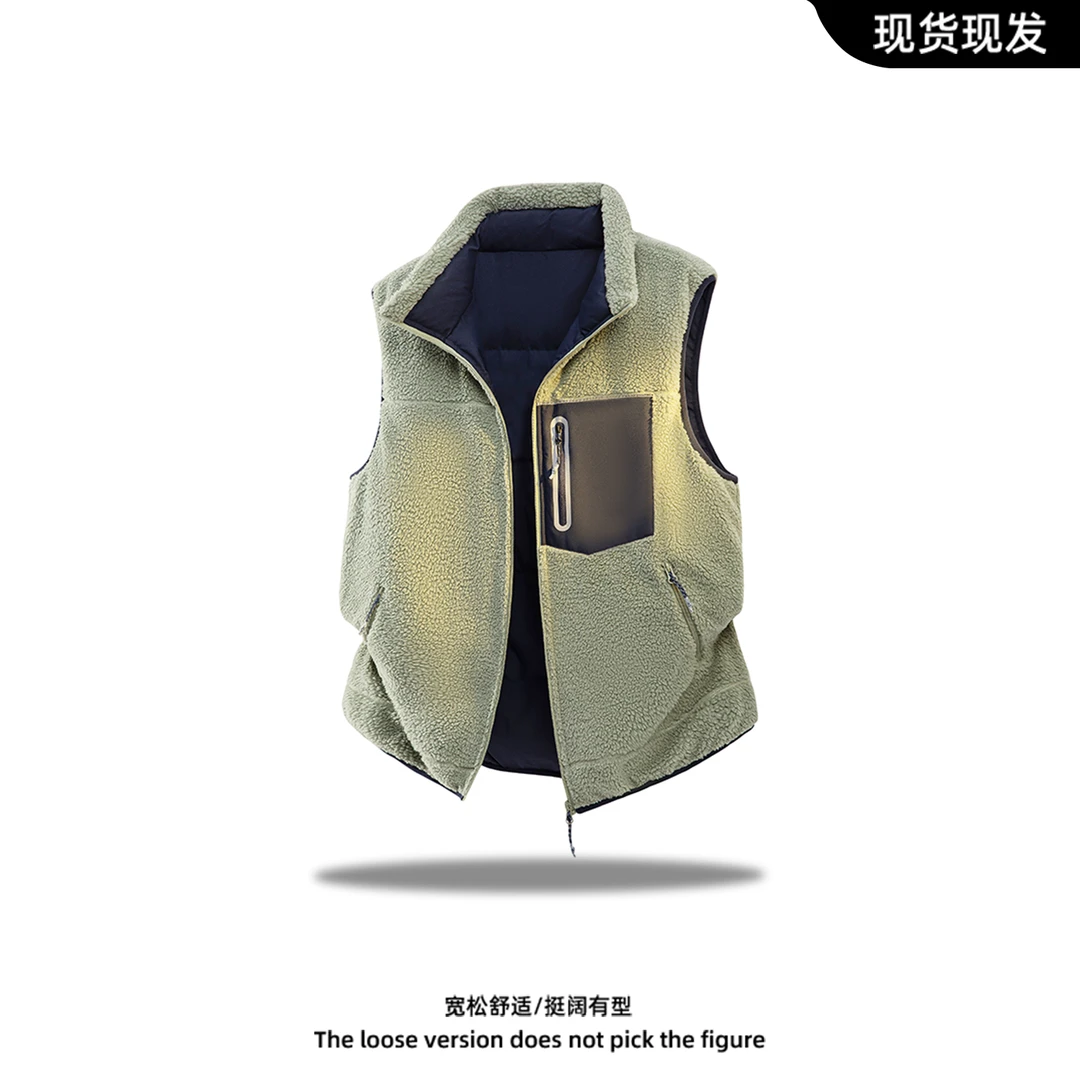 运动潮牌羽绒马甲男士新款立领大码外穿加厚鸭绒背心百搭时尚外套