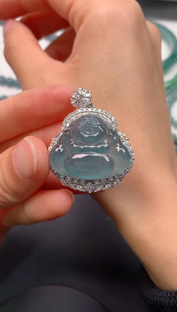 【闪购商品】翡翠颈饰银S925镶嵌佛公无鉴赏期