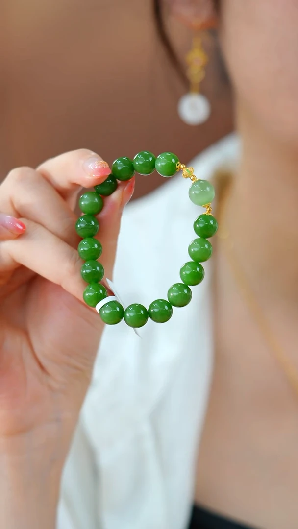 手串未镶嵌和田玉碧玉手串HNZ11338