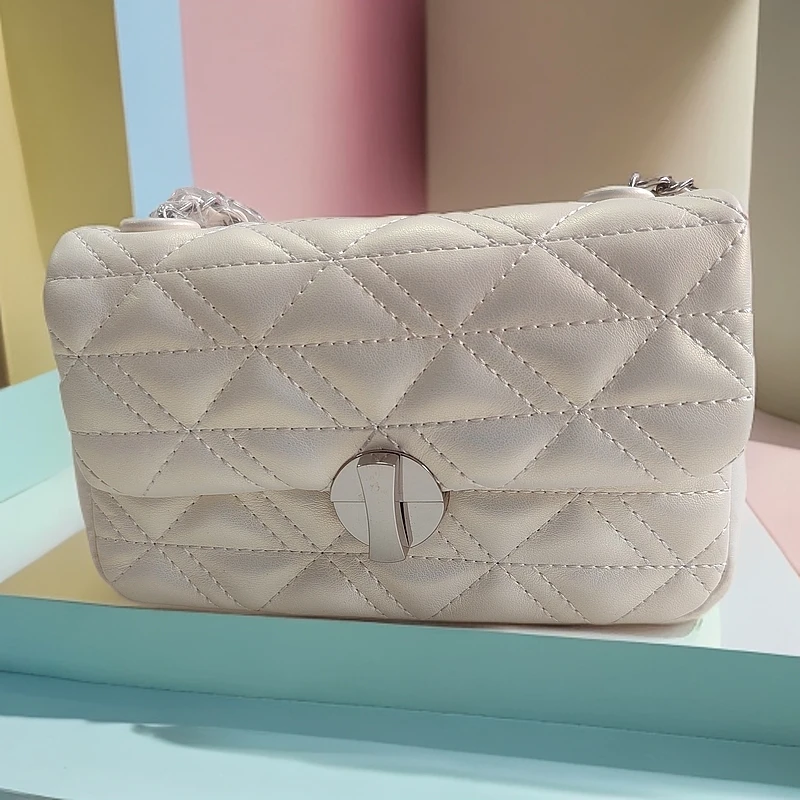 单肩包耐磨防盗百搭菱格包女士斜跨包分层款刺绣/绣花绣线