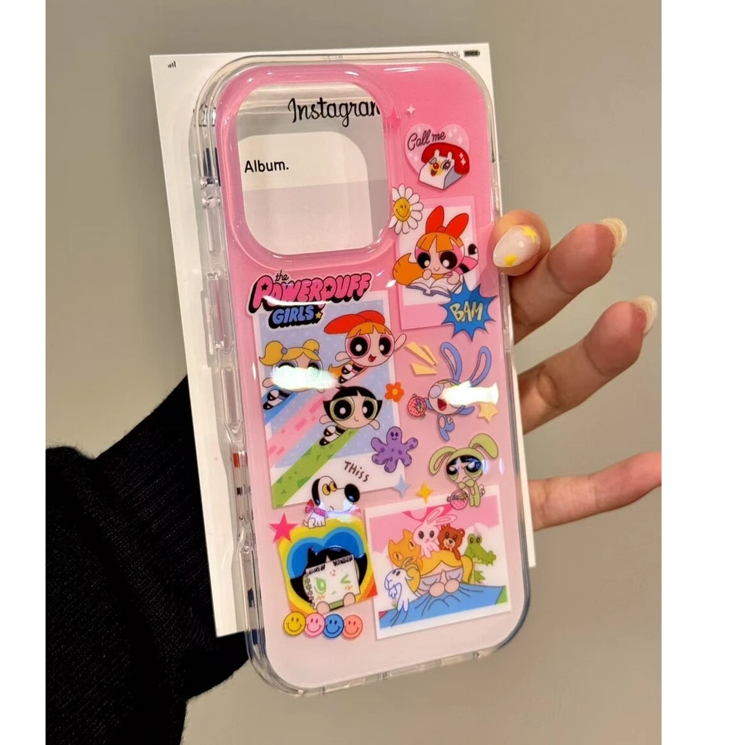 粉底飞天小女警适用苹果手机壳华为vivo小米荣耀oppo红米一加卡通