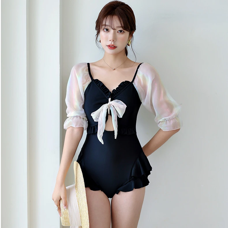 【橘日~纯欲七彩人鱼姬~ 】韩版  美背抽绳 双层荷叶边  性感大包臀