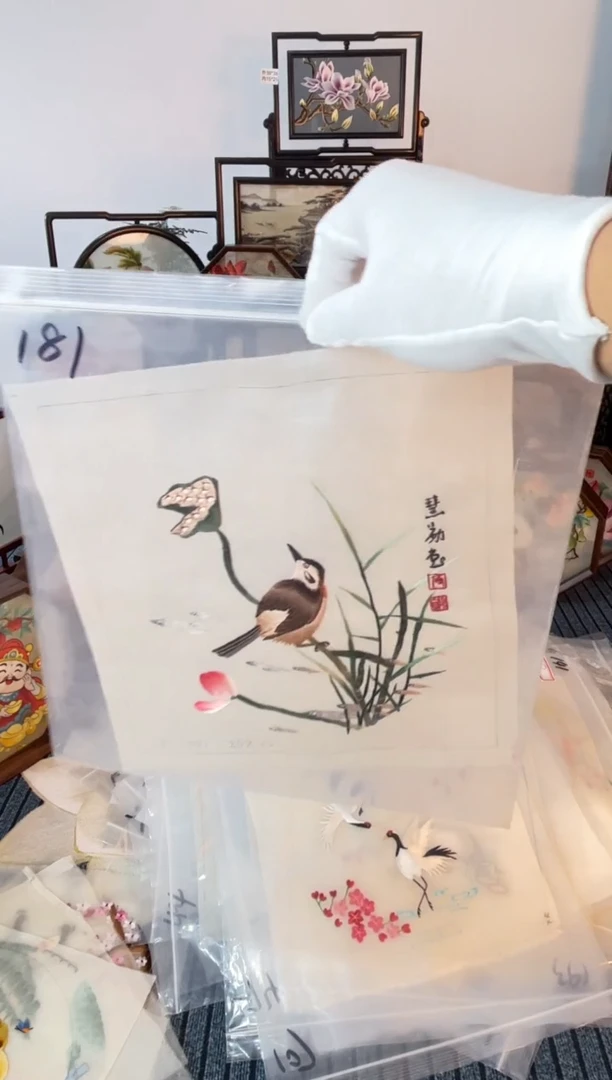 织绣纯手工苏绣双面绣绣布181
