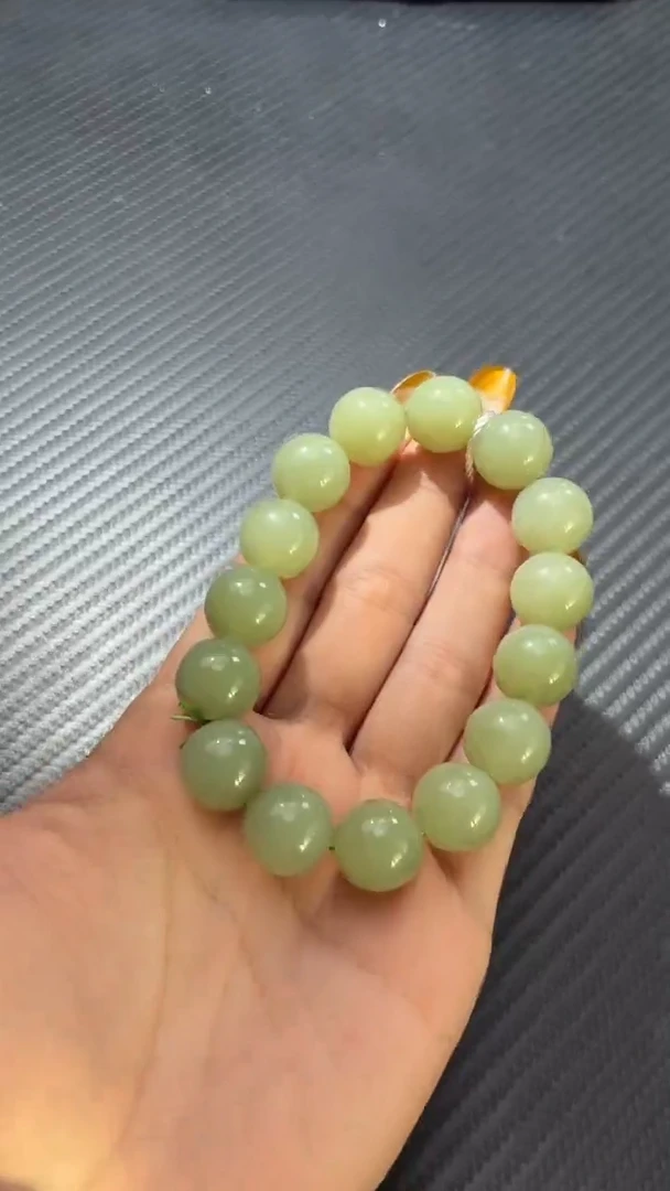 未镶嵌手链和田玉若羌卡14手串微色差