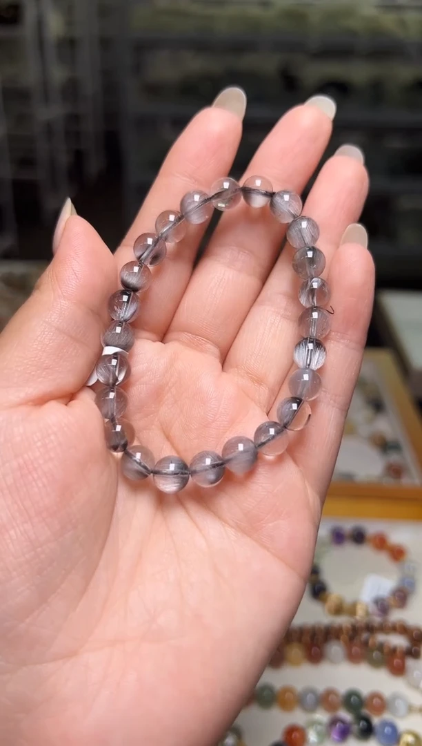 未镶嵌手串水晶黑银钛手串7mm+ JP52461