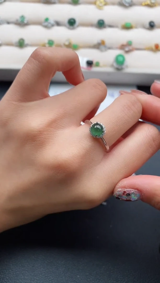 银S925镶嵌戒指翡翠77777777+2