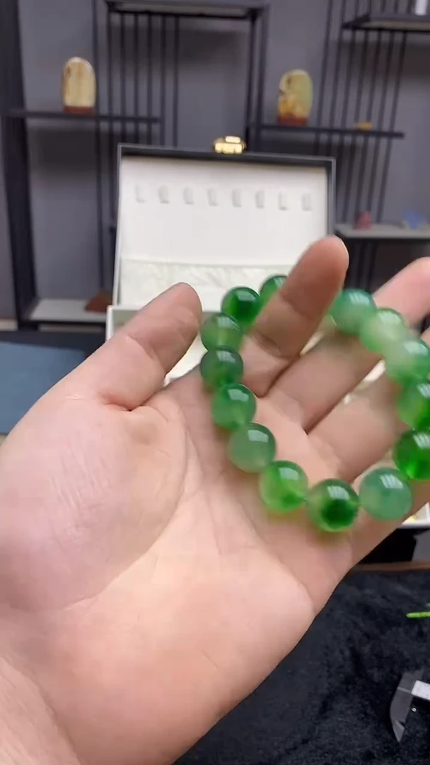 未镶嵌手串翡翠【浠家定制】缅料高端飘花14mm手串