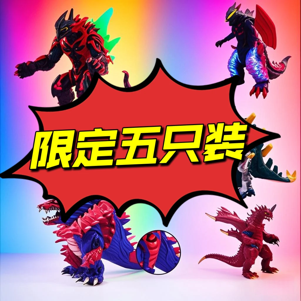【超大软胶怪兽五个组合】软胶材质怪兽组合，贝利巴岐奇美泰兰红蛇