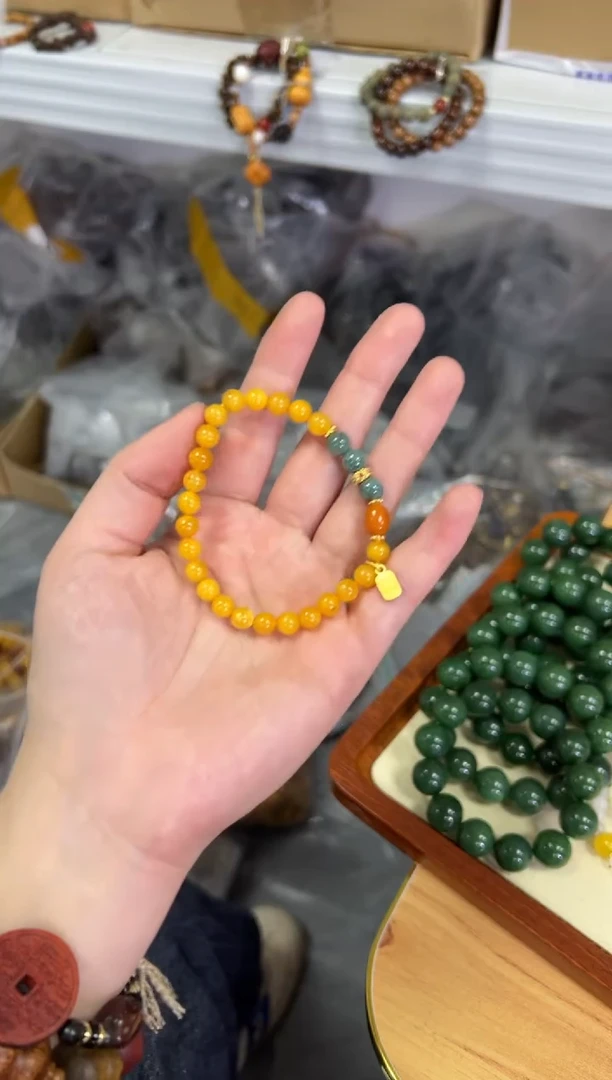 【闪购商品】蜜蜡手链未镶嵌蜜蜡翡翠设计款手链[974]
