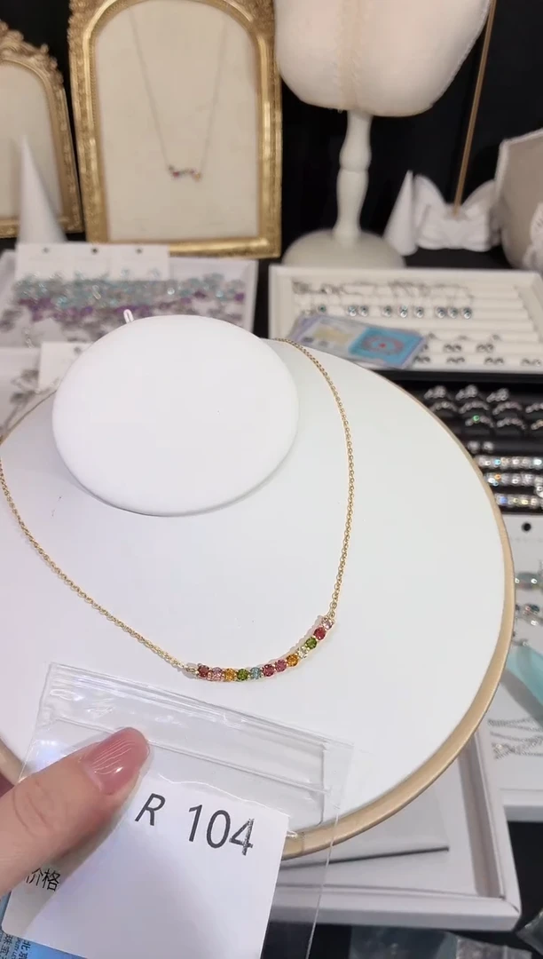银S925镶嵌项链碧玺多样性发一R104