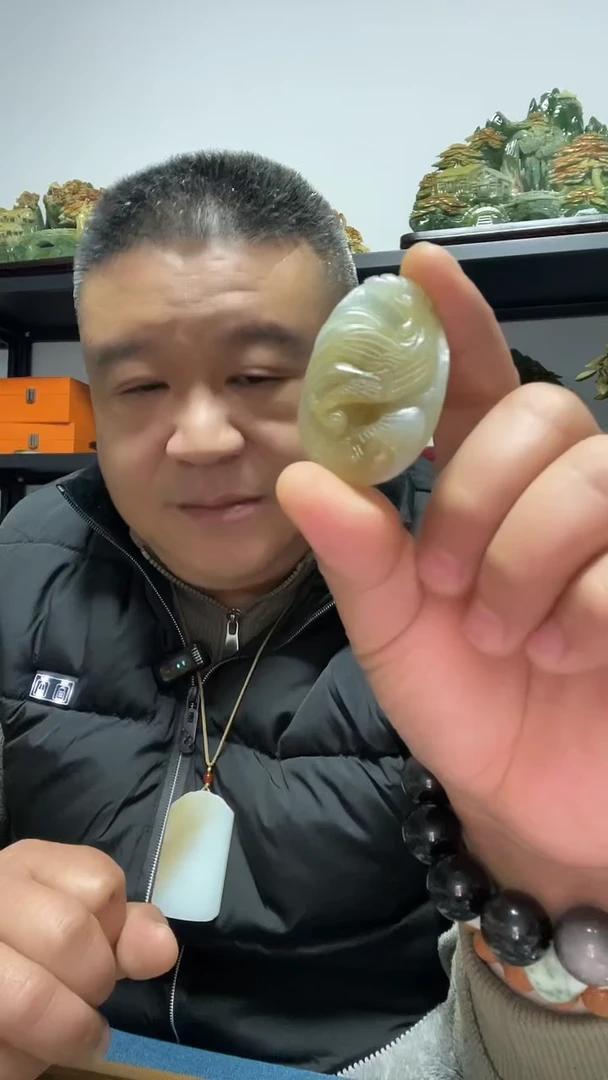 吊坠(赠链)未镶嵌和田玉大吉大利精雕吊坠