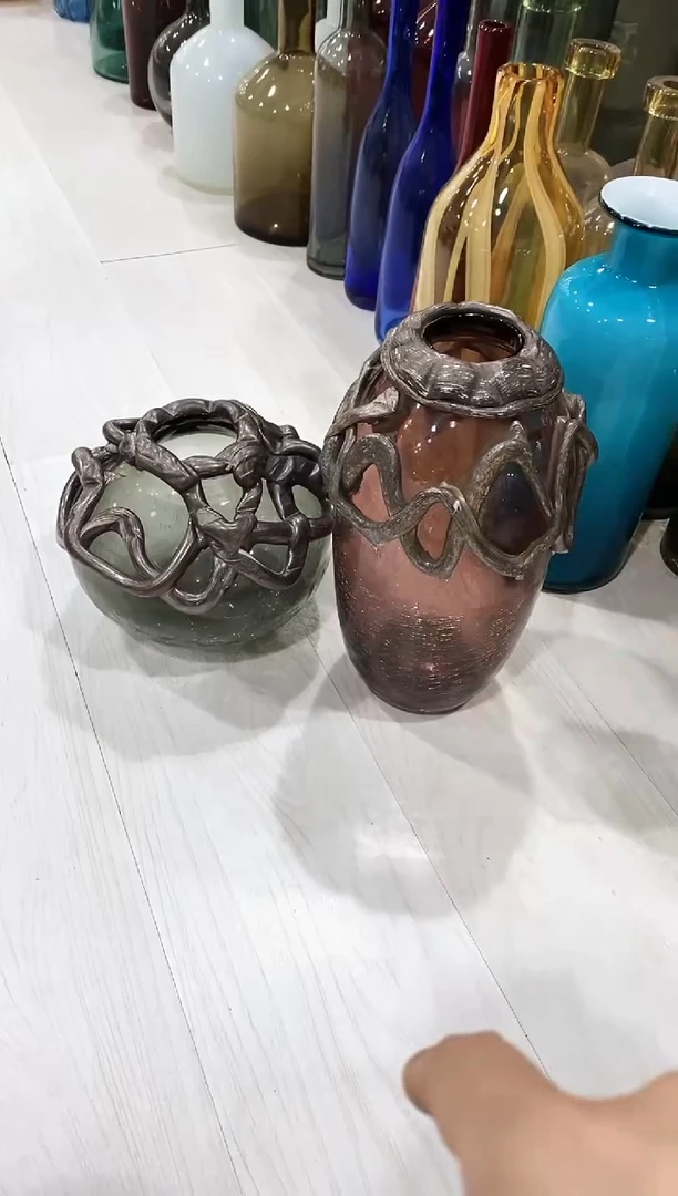 慕忆家手作琉璃花瓶一对