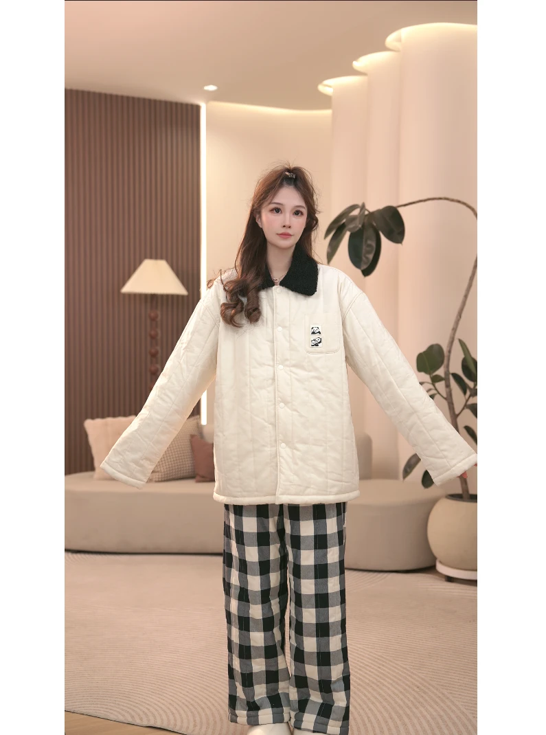 DM【黑白熊猫】高定时尚软绵绵冬季加厚家居服套装