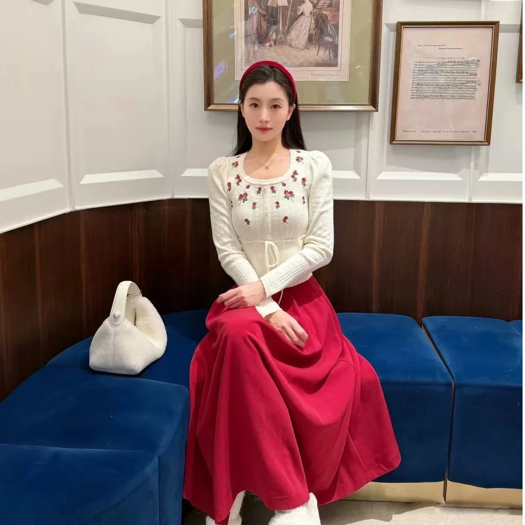 【碎落玫瑰】2025春季新款时尚百搭碎花气质白色毛针织开衫.Y8183