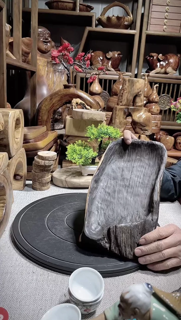 木紫光檀实木随形果盘收纳盘