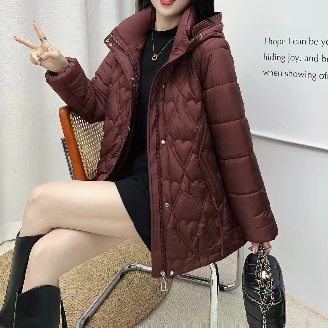 小施家韩版时尚设计款连帽心形行线显痩中长轻轻外套1319