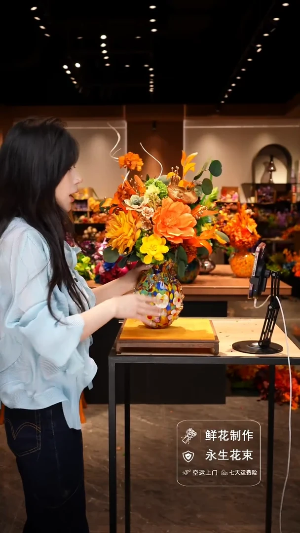 手工艺品琉璃手工花器花束空运包邮送货上门-以图片为准