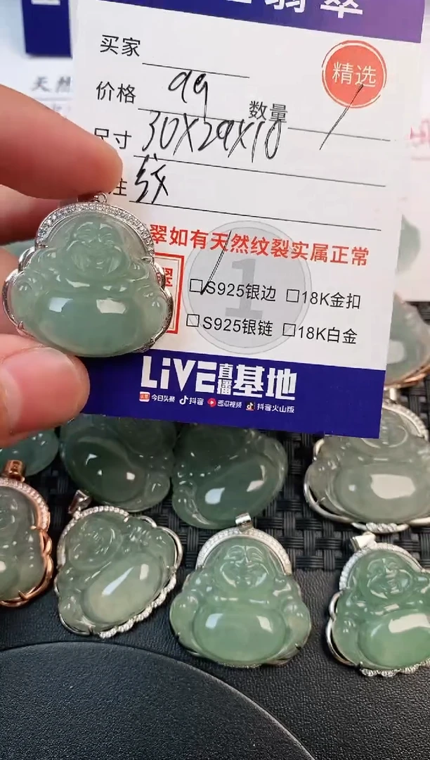 颈饰银S925镶嵌翡翠·
