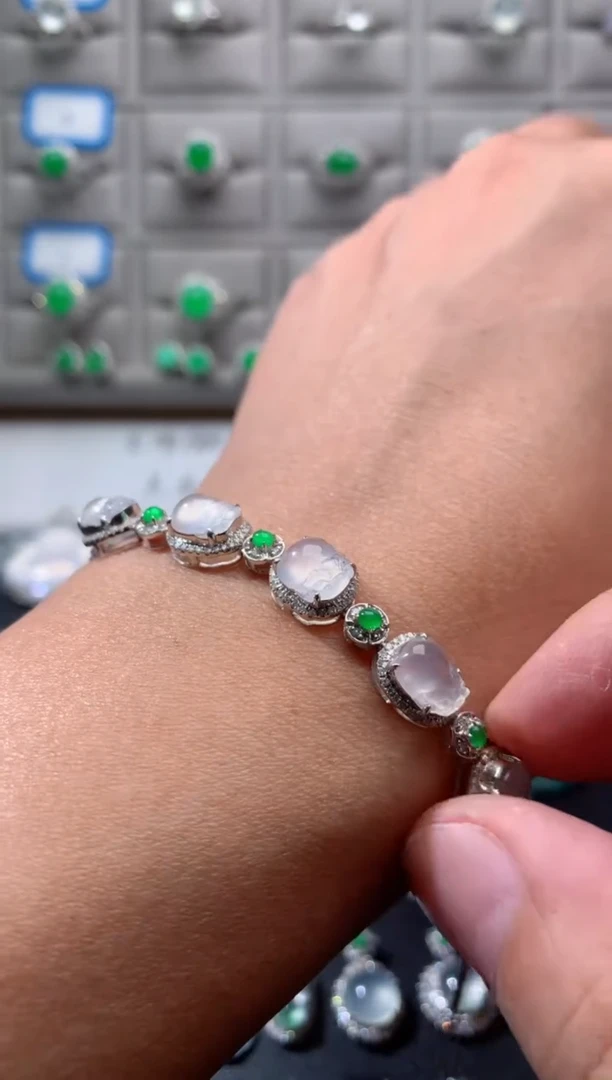 18K金镶嵌手链翡翠18K翡翠