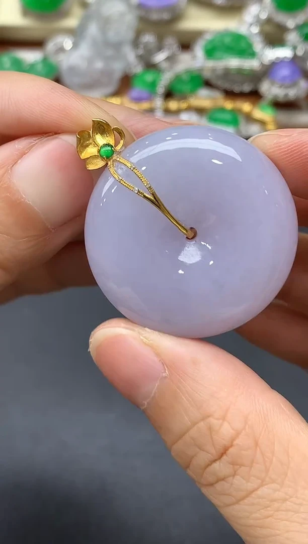 颈饰18K金镶嵌翡翠461-中国好珍宝
