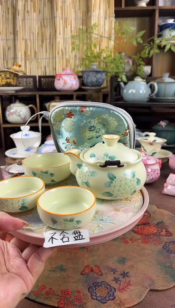 绣球花 1壶3杯1个包包 不含盘
