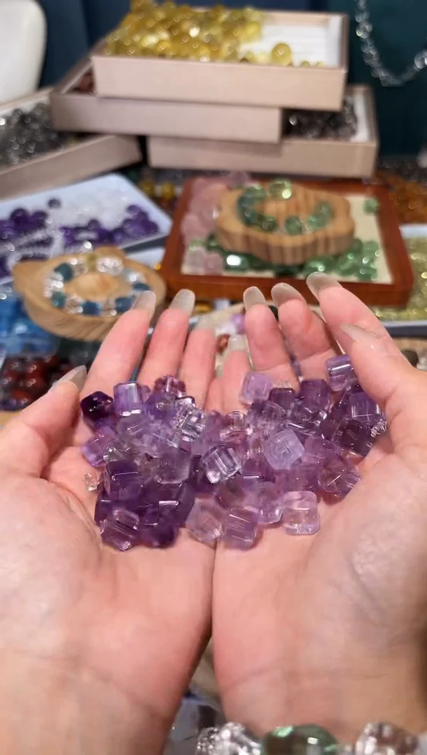 水晶手串未镶嵌紫水晶方糖卡10一个